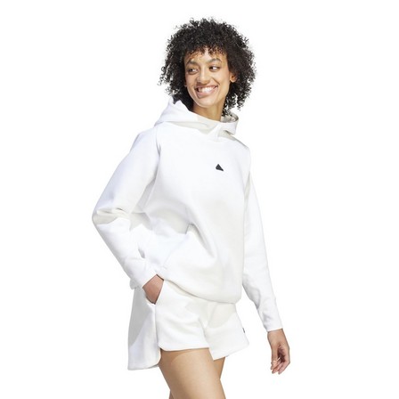 Female Adidas Z.N.E. Overhead Hoodie, White, A701_ONE, large image number 0