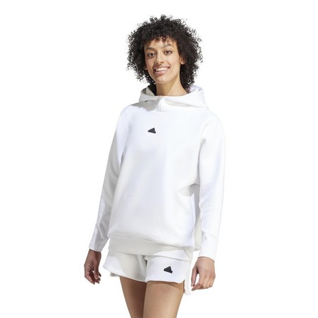 Female Adidas Z.N.E. Overhead Hoodie, White, A701_ONE, large image number 12
