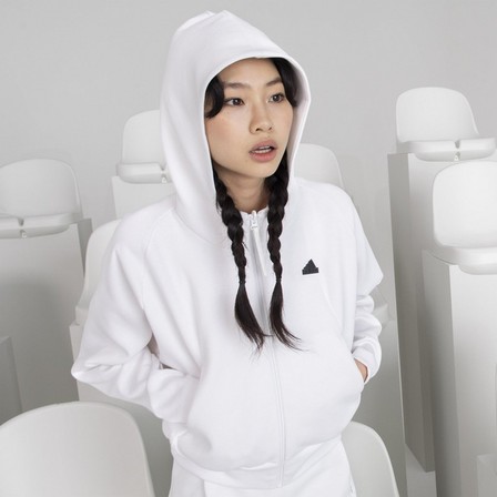 Female Adidas Z.N.E. Full-Zip Hoodie, White, A701_ONE, large image number 1
