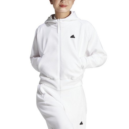 Female Adidas Z.N.E. Full-Zip Hoodie, White, A701_ONE, large image number 2