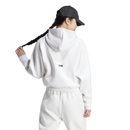 Female Adidas Z.N.E. Full-Zip Hoodie, White, A701_ONE, large image number 5