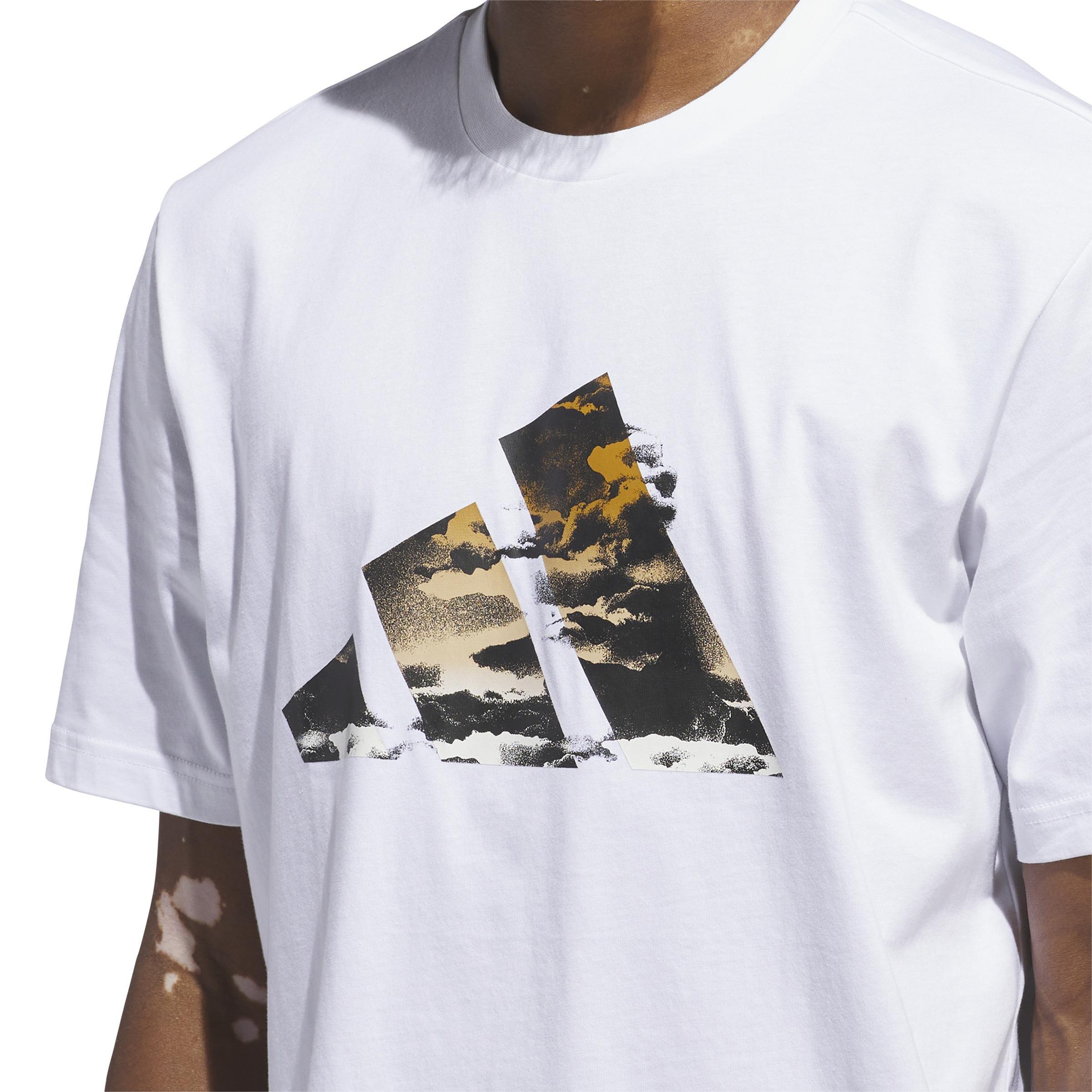adidas - Men Blue Summer Logo Graphic T-Shirt, White