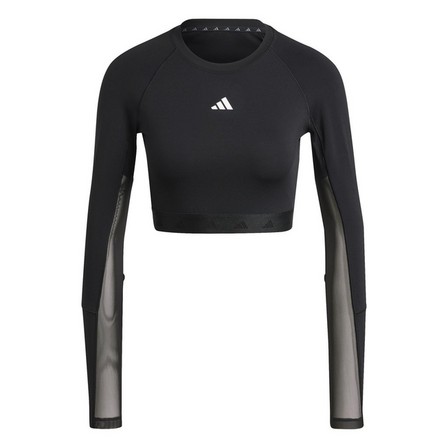 Women Hyperglam Training Crop Long-Sleeve Top, Black, A701_ONE, large image number 2