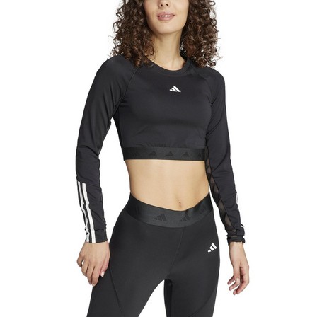 Women Hyperglam Training Crop Long-Sleeve Top, Black, A701_ONE, large image number 4