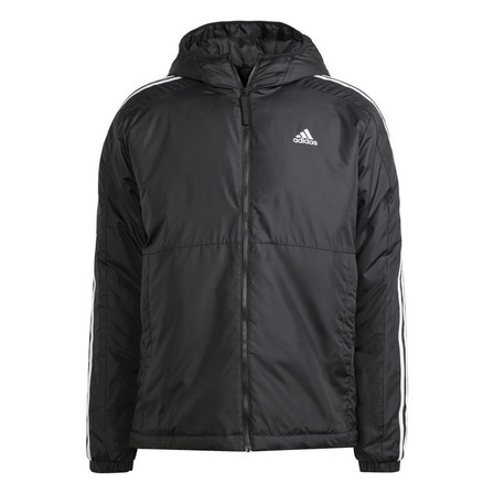 Men Essentials 3-Stripes Insulated Hooded Jacket, Black, A701_ONE, large image number 2