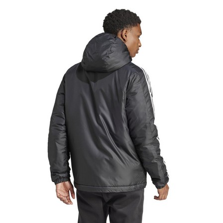 Men Essentials 3-Stripes Insulated Hooded Jacket, Black, A701_ONE, large image number 3