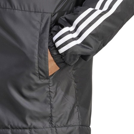 Men Essentials 3-Stripes Insulated Hooded Jacket, Black, A701_ONE, large image number 4
