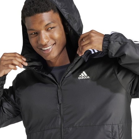 Men Essentials 3-Stripes Insulated Hooded Jacket, Black, A701_ONE, large image number 5