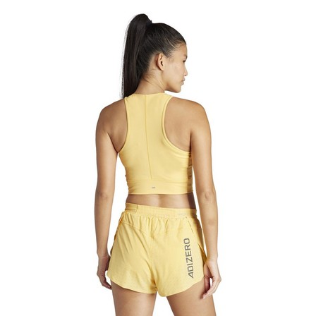 Women Own The Run 3-Stripes Tank Top, Yellow, A701_ONE, large image number 3