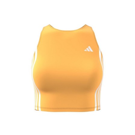 Women Own The Run 3-Stripes Tank Top, Yellow, A701_ONE, large image number 7