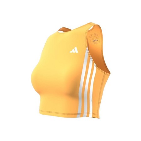 Women Own The Run 3-Stripes Tank Top, Yellow, A701_ONE, large image number 10