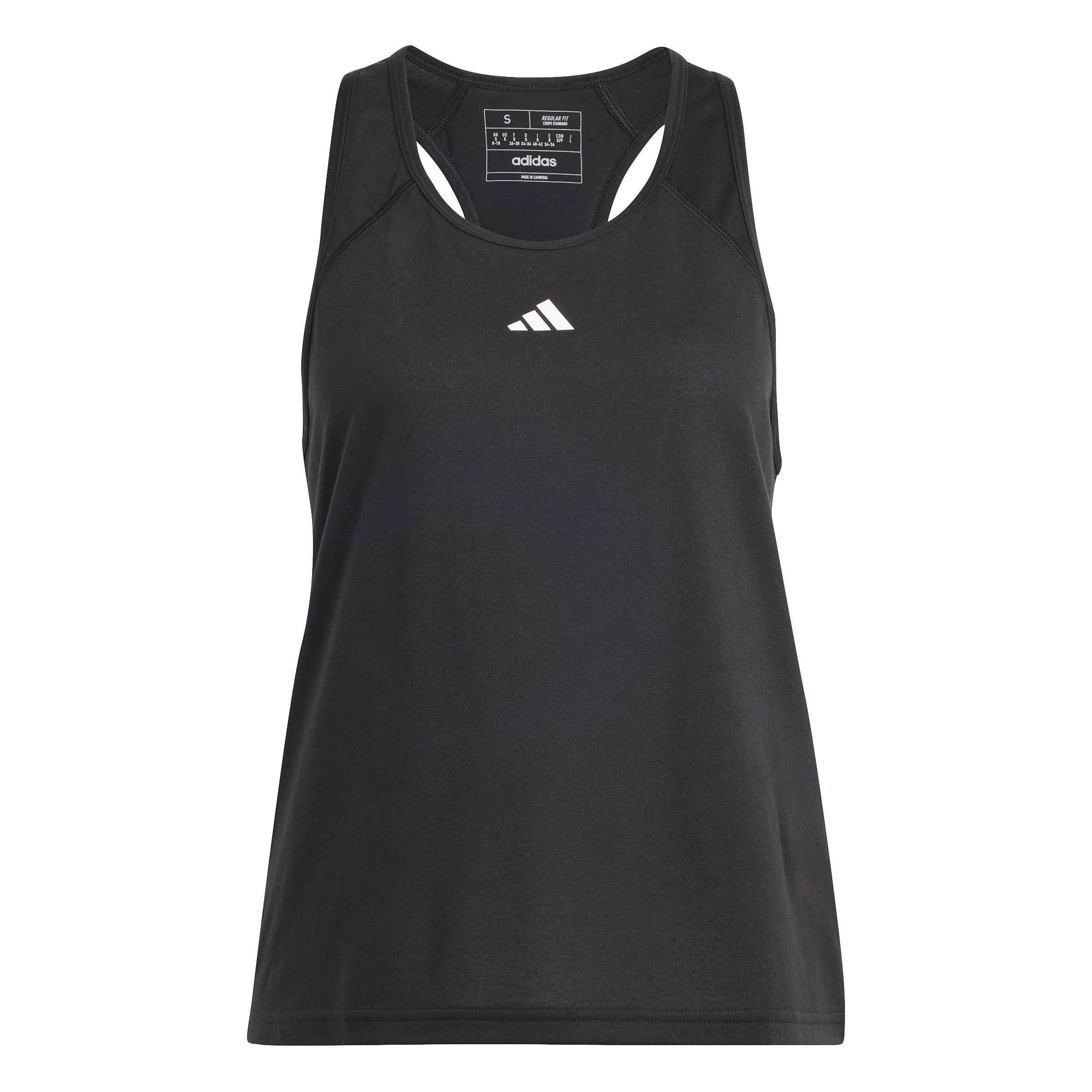 Women Train Essentials Minimal Branding Racerback Tank Top, Black, A701_ONE, large image number 3