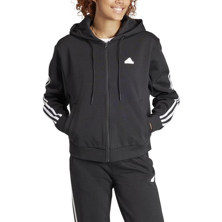 Women Future Icons 3-Stripes Full Zip Hoodie, Black, A701_ONE, large image number 3