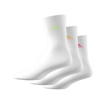 Unisex Cushioned Crew Socks 3 Pairs, White, A701_ONE, large image number 0