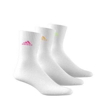 Unisex Cushioned Crew Socks 3 Pairs, White, A701_ONE, large image number 1