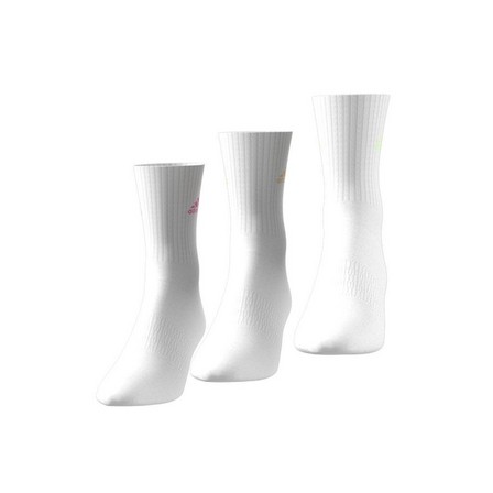 Unisex Cushioned Crew Socks 3 Pairs, White, A701_ONE, large image number 4