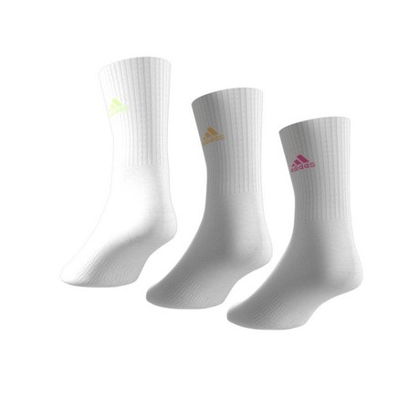 Unisex Cushioned Crew Socks 3 Pairs, White, A701_ONE, large image number 5