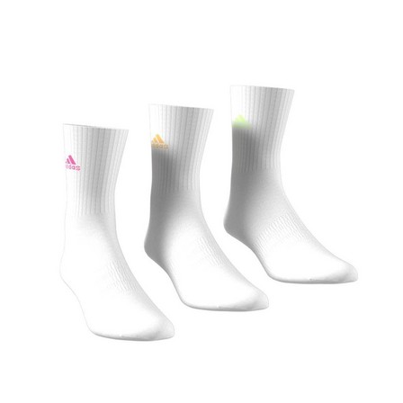 Unisex Cushioned Crew Socks 3 Pairs, White, A701_ONE, large image number 6