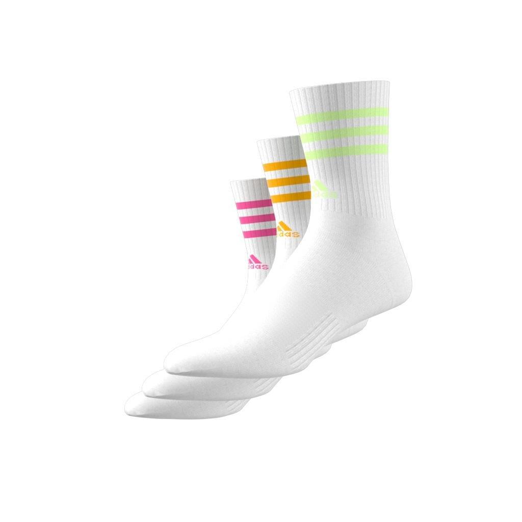 Unisex 3-Stripes Cushioned Crew Socks 3 Pairs, Multicolour, A701_ONE, large image number 0