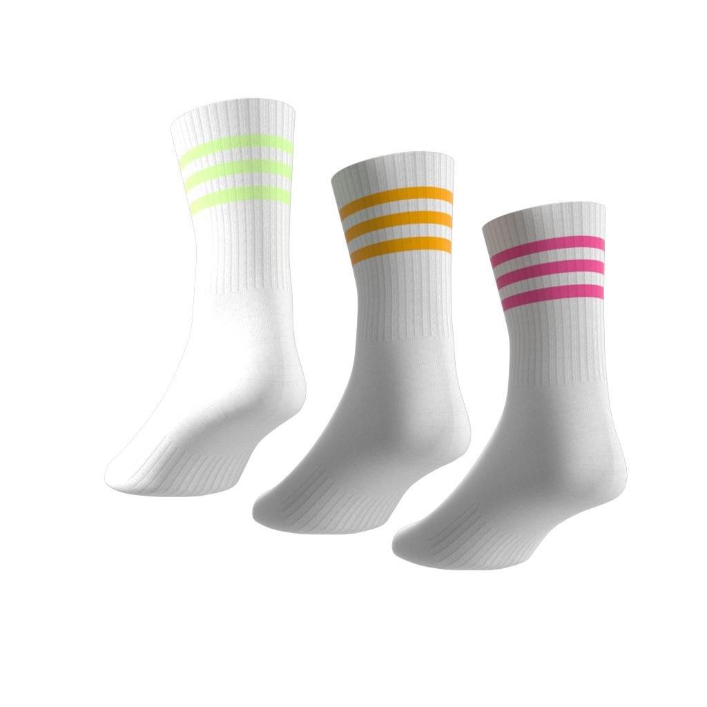 Unisex 3-Stripes Cushioned Crew Socks 3 Pairs, Multicolour, A701_ONE, large image number 4