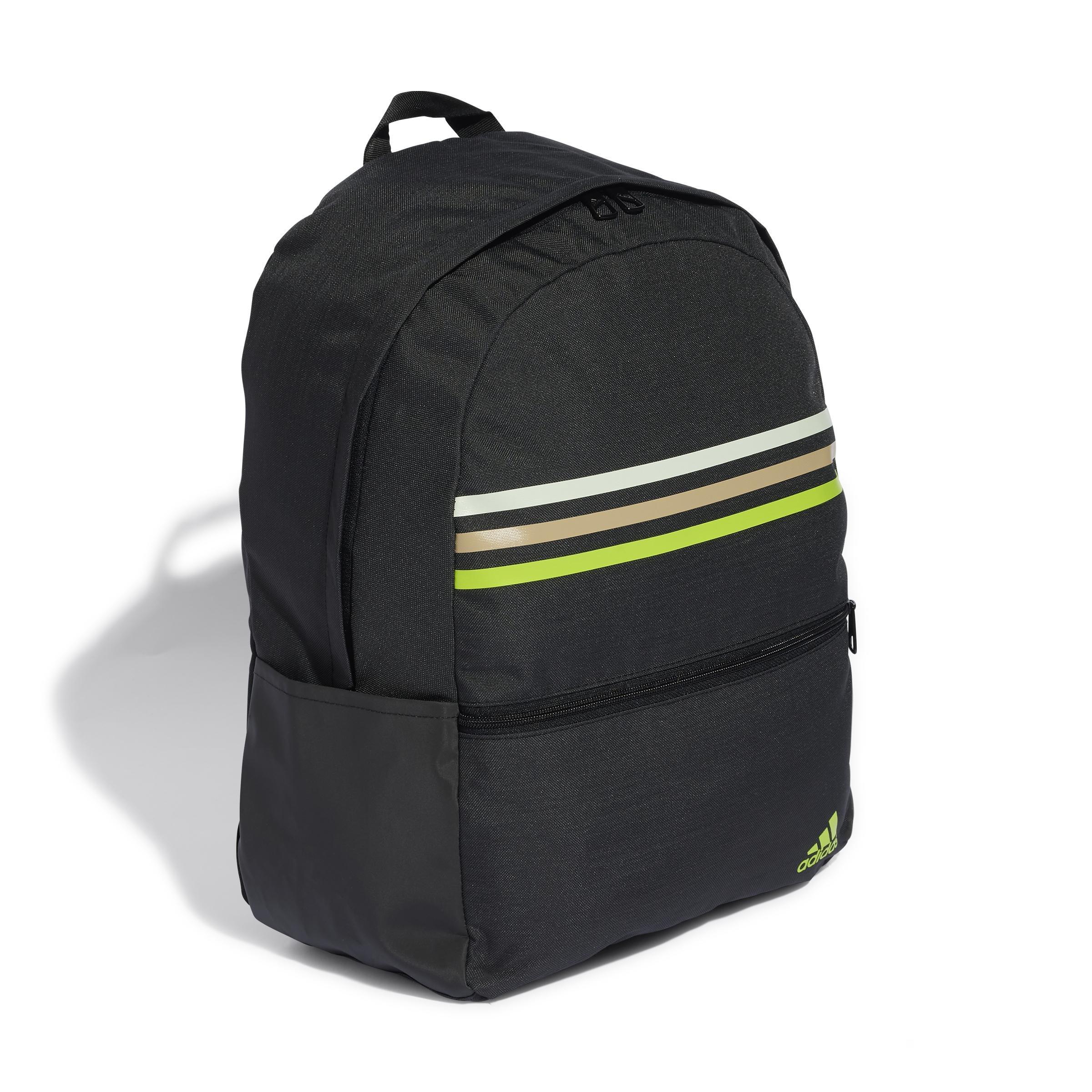 Unisex Classic 3-Stripes Backpack, Black, , large image number 0