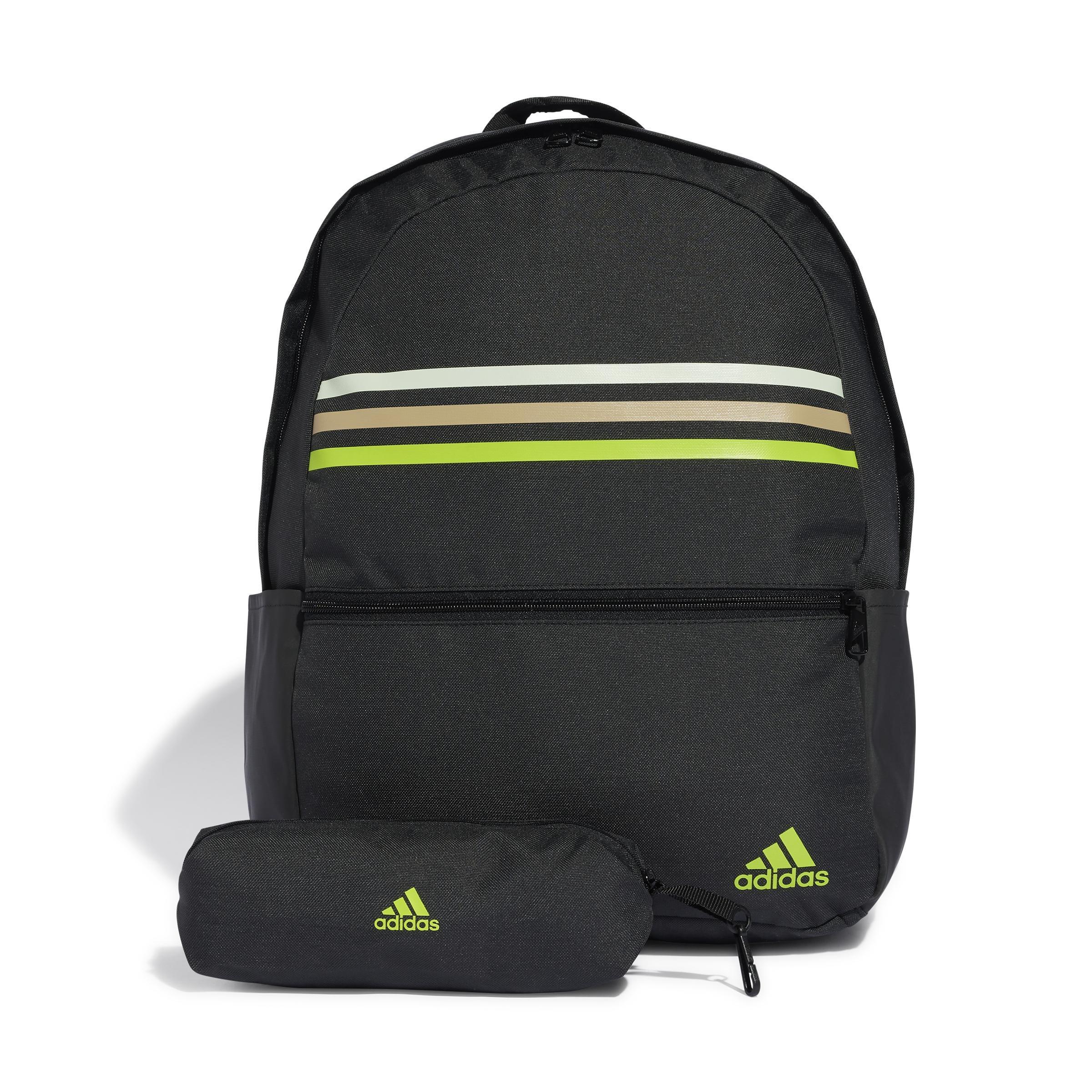 Unisex Classic 3-Stripes Backpack, Black, , large image number 2