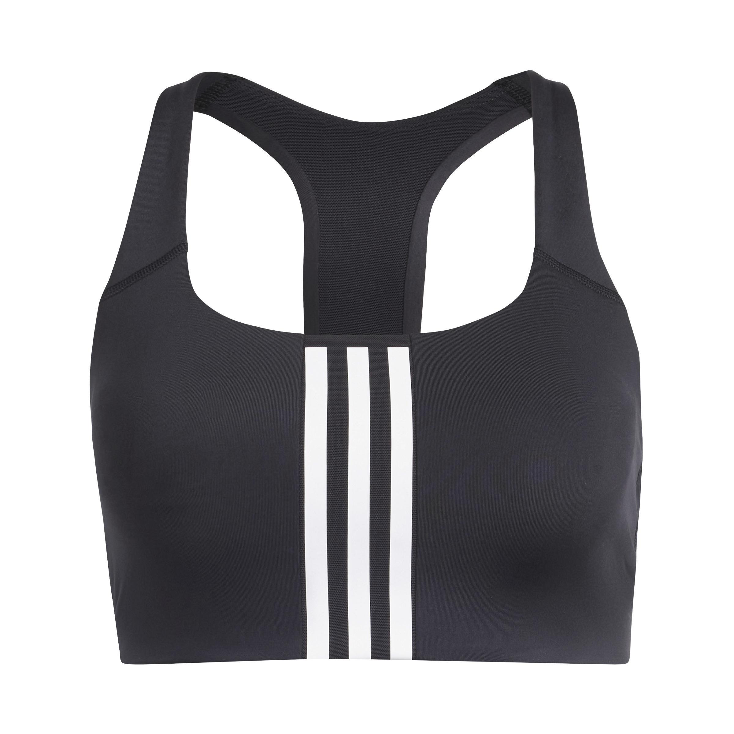 Powerimpact Training Medium-Support 3-Stripes Bra, Black, A701_ONE, large image number 2