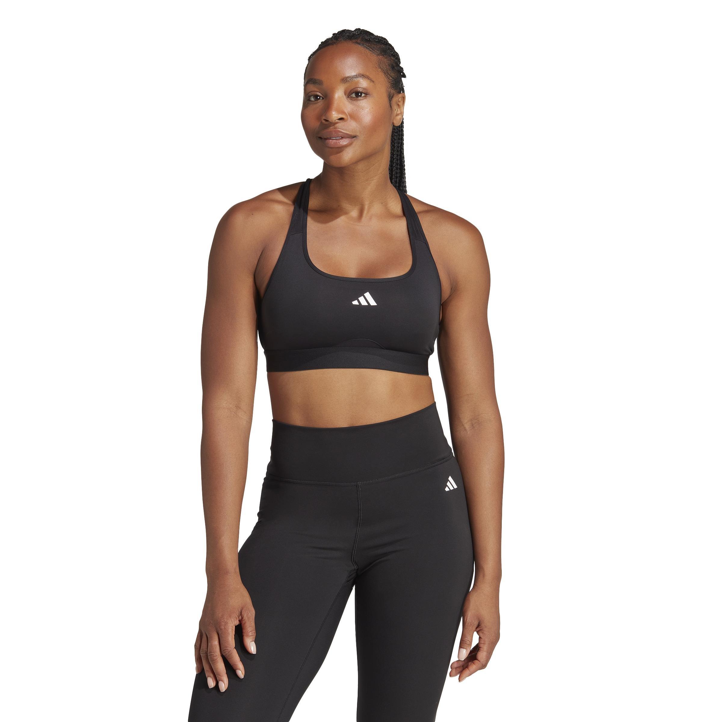 Women Powerreact Training Medium-Support Bra, Black, A701_ONE, large image number 1