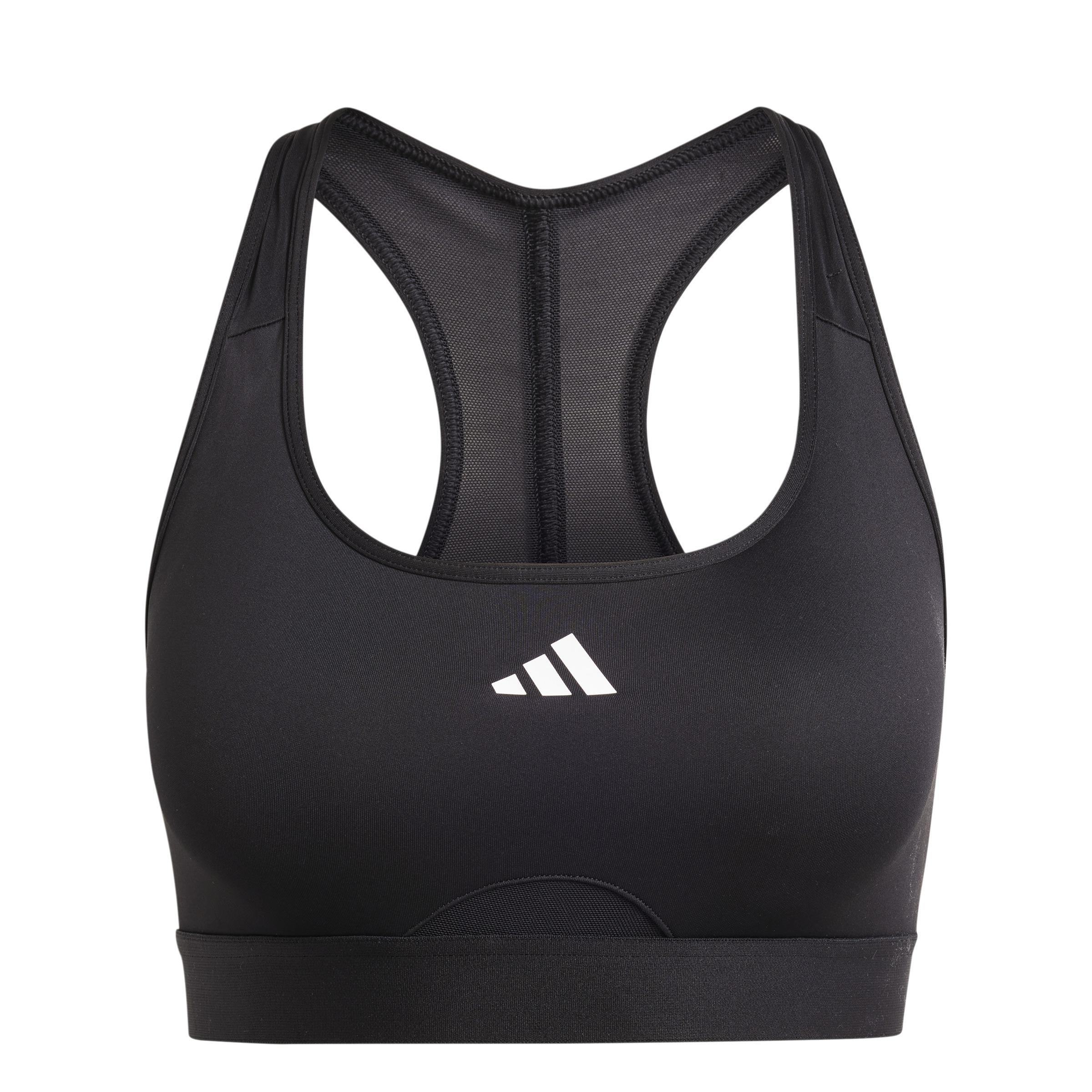 Women Powerreact Training Medium-Support Bra, Black, A701_ONE, large image number 2