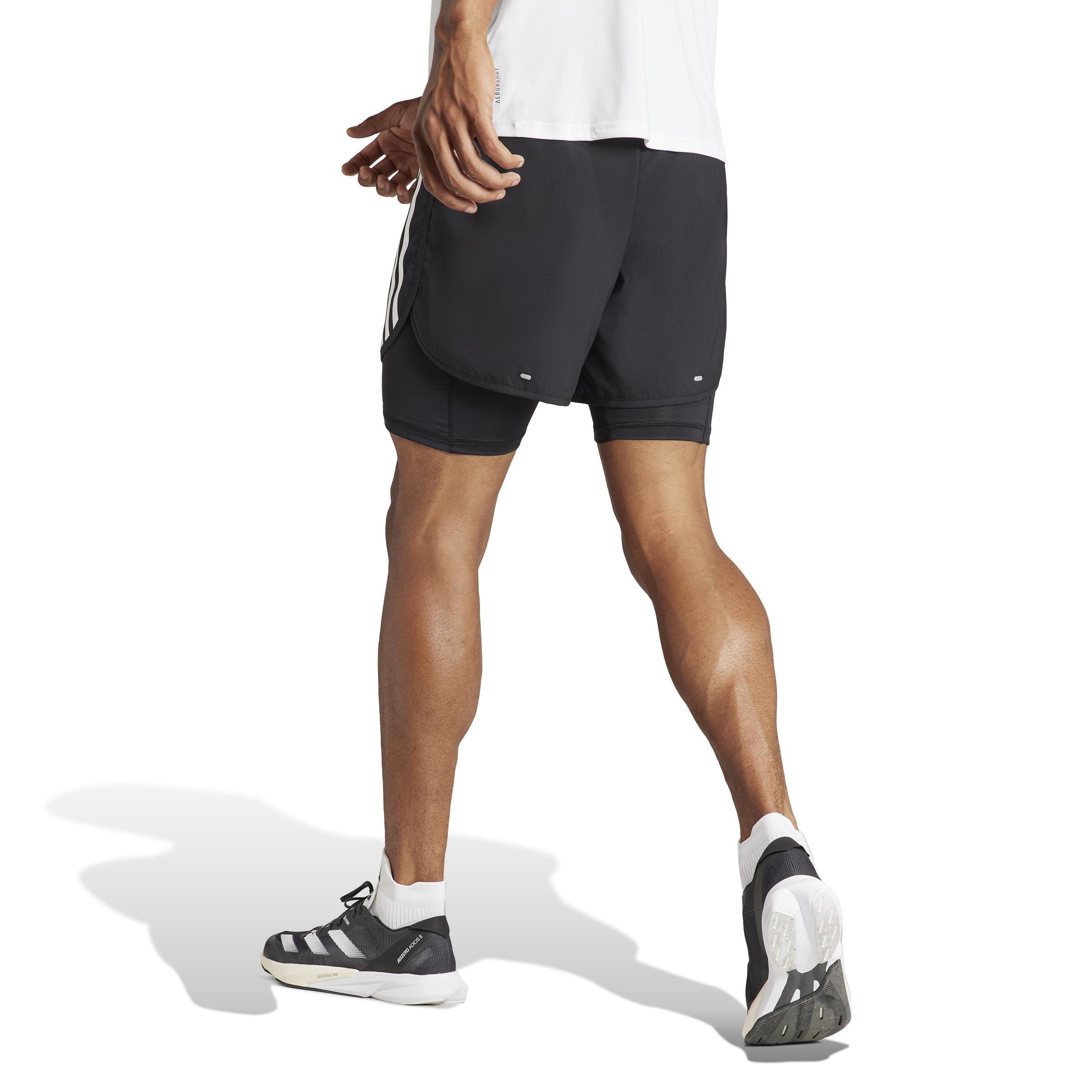 Men Own The Run 3-Stripes 2-In-1 Shorts, Black, A701_ONE, large image number 2