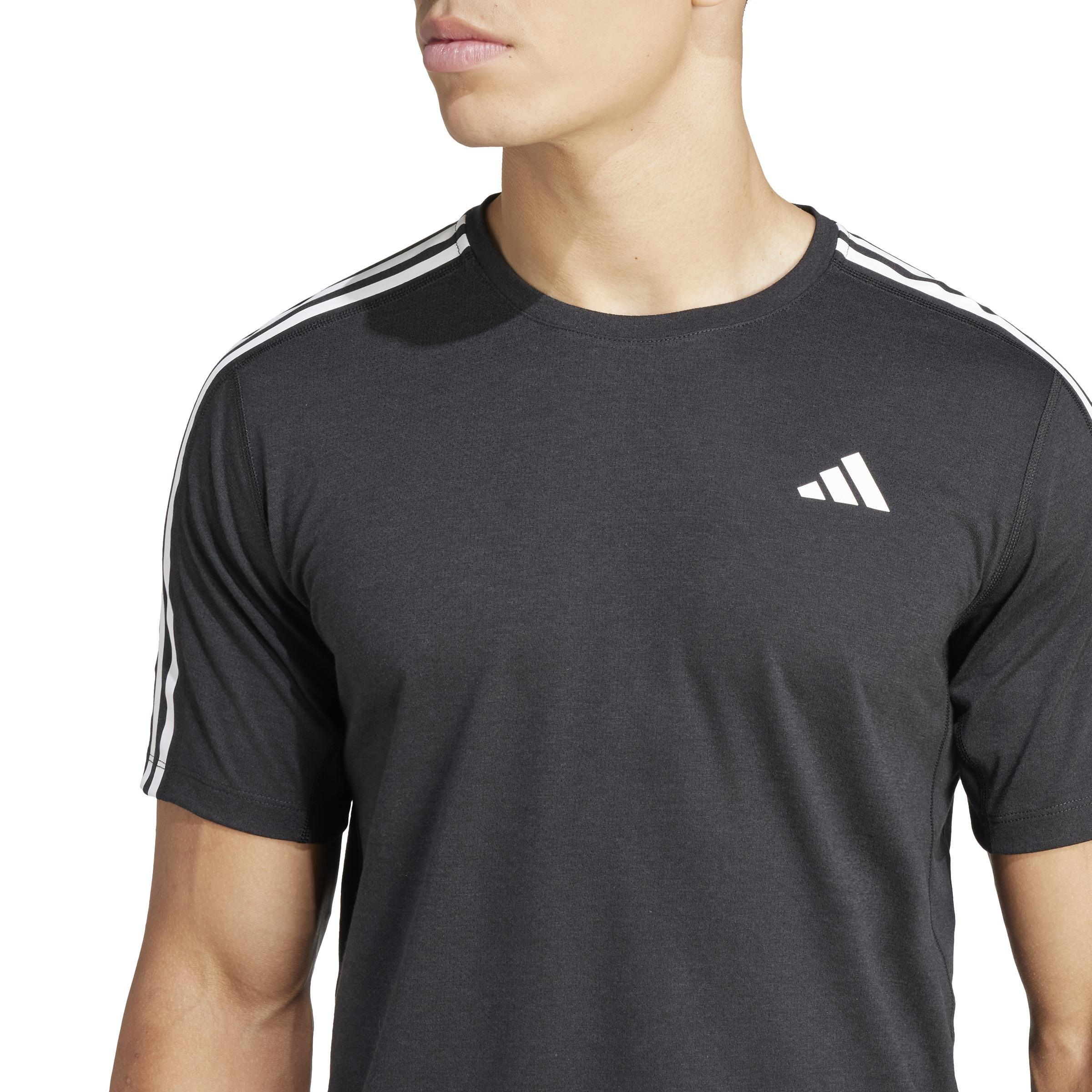 Men Own The Run 3-Stripes T-Shirt, Black, A701_ONE, large image number 1