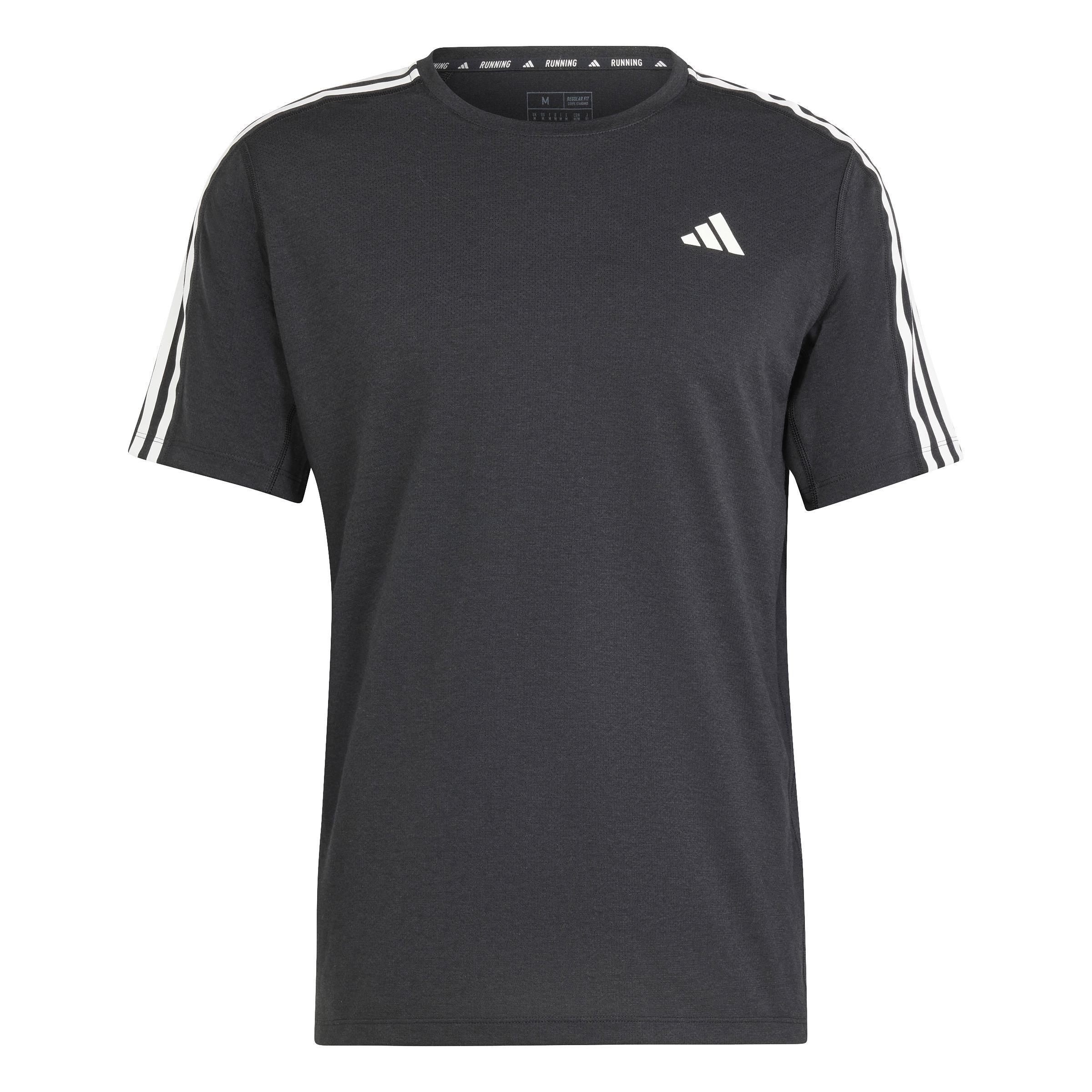 Men Own The Run 3-Stripes T-Shirt, Black, A701_ONE, large image number 2