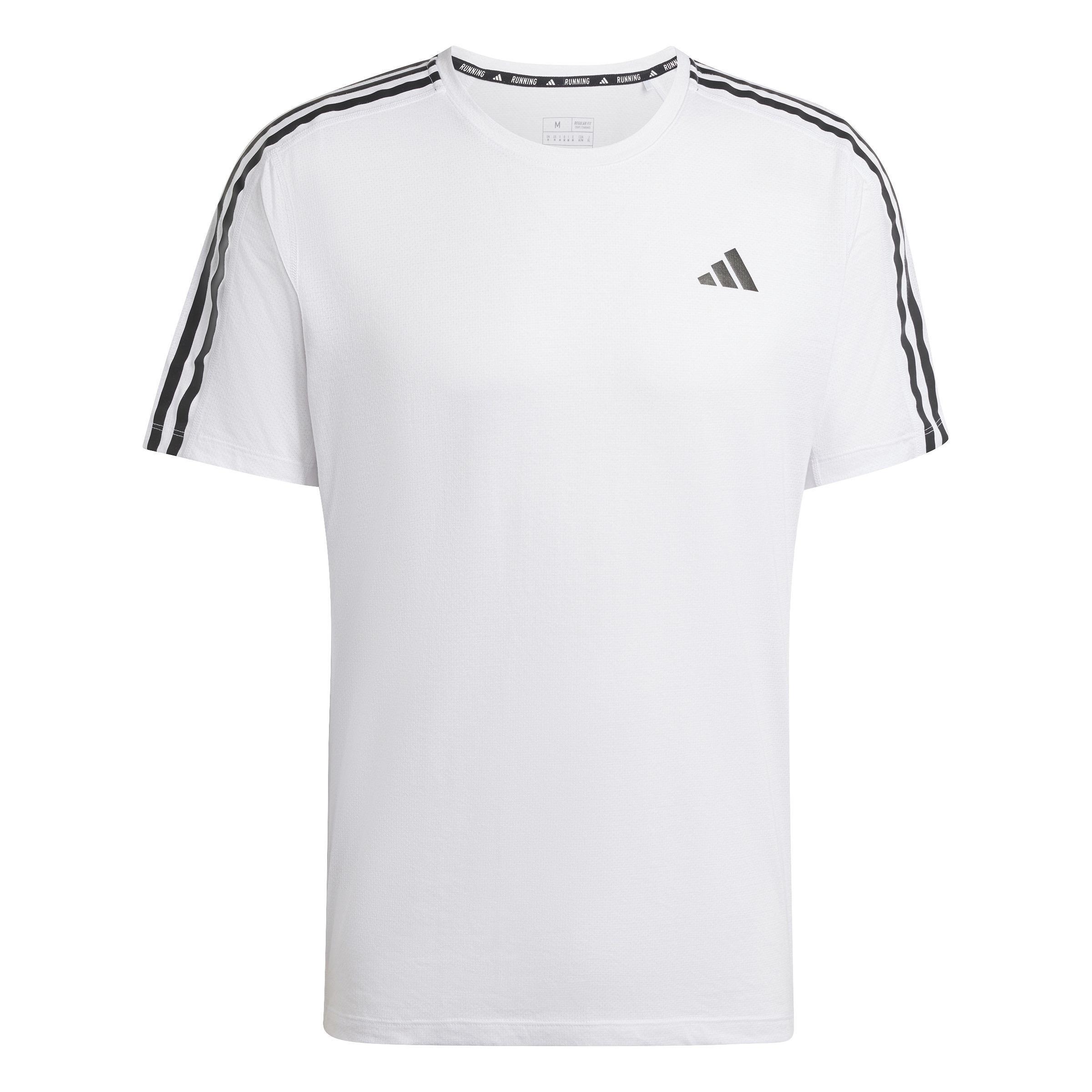 Men Own The Run 3-Stripes T-Shirt, White, A701_ONE, large image number 0