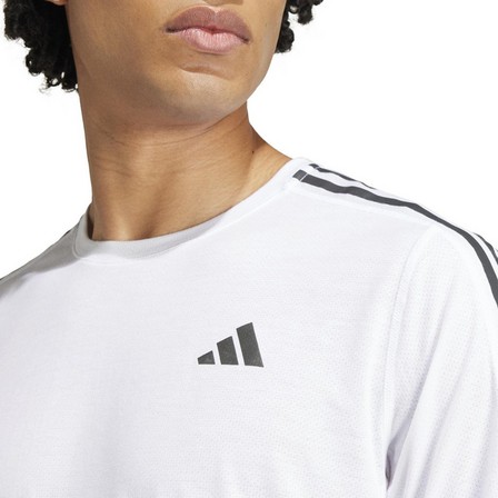 Men Own The Run 3-Stripes T-Shirt, White, A701_ONE, large image number 4