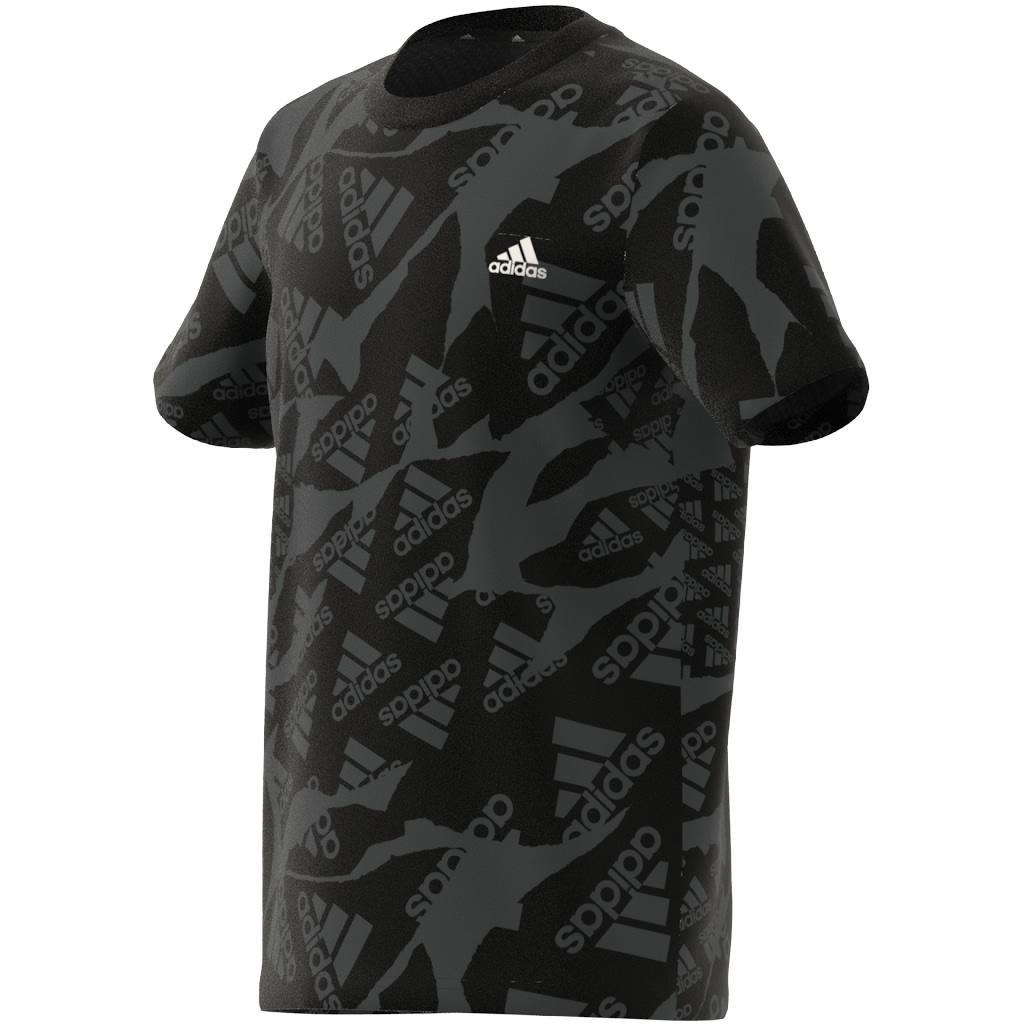 adidas - Kids Unisex Essentials Allover Print T-Shirt, Grey
