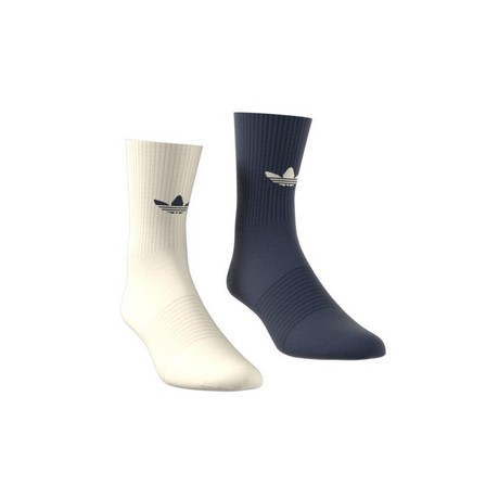 Unisex Trefoil Premium Crew Socks 2 Pairs, White, A701_ONE, large image number 2