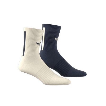 Unisex Trefoil Premium Crew Socks 2 Pairs, White, A701_ONE, large image number 6