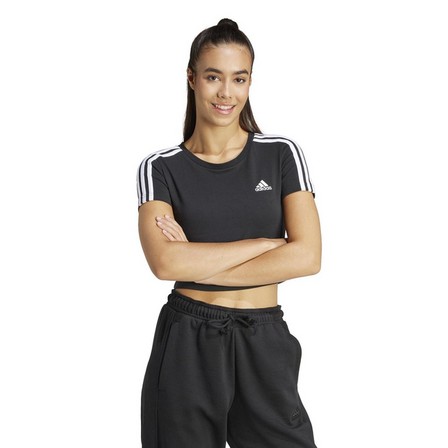 Women Essentials 3-Stripes T-Shirt, Black, A701_ONE, large image number 0