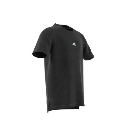 Kids Boys Training Aeroready Heather T-Shirt, Black, A701_ONE, large image number 7