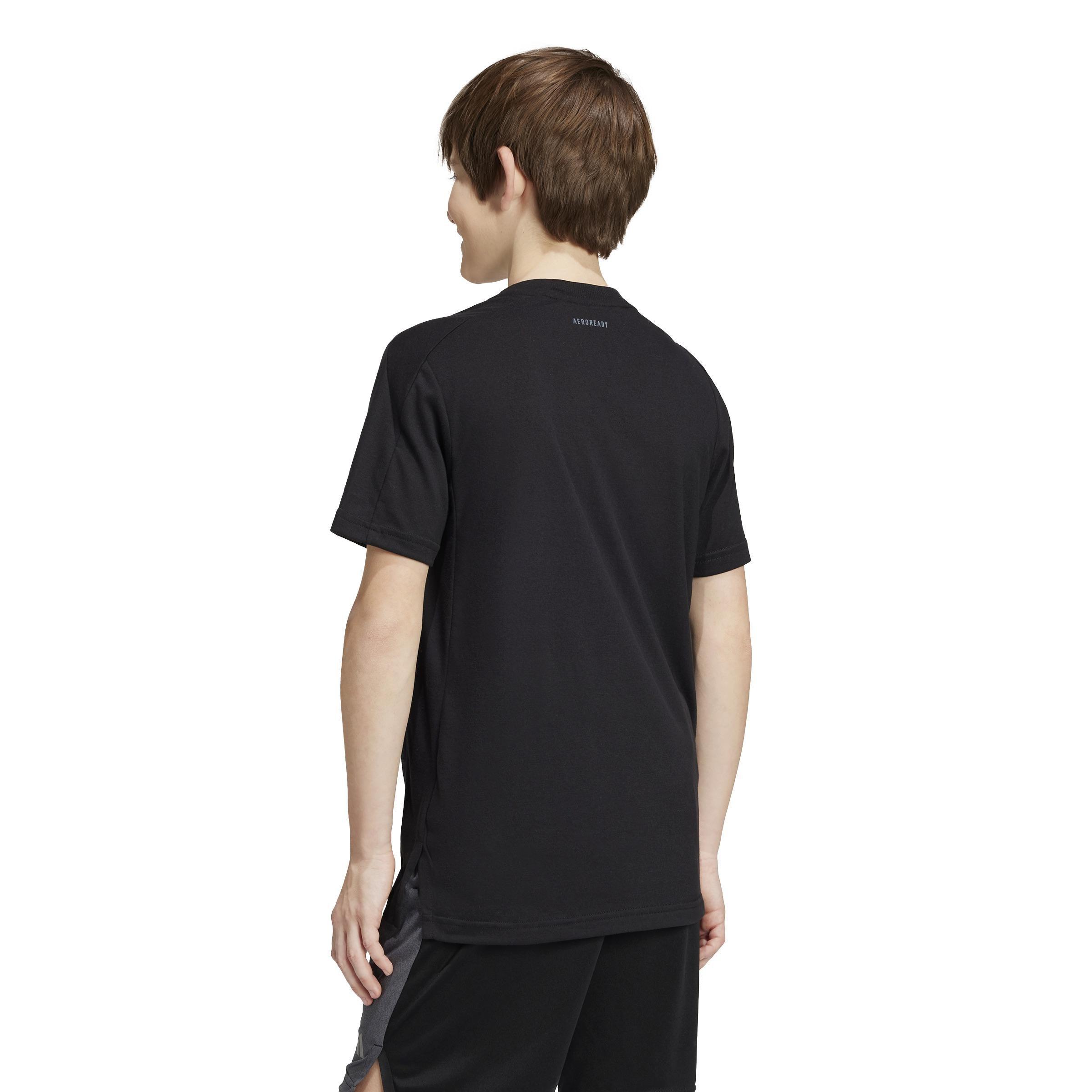 Kids Boys Training Aeroready T-Shirt, Black, A701_ONE, large image number 3