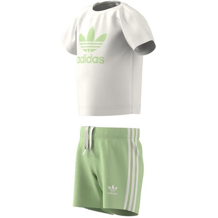 Kids Unisex Trefoil Shorts Tee Set, Green, A701_ONE, large image number 1