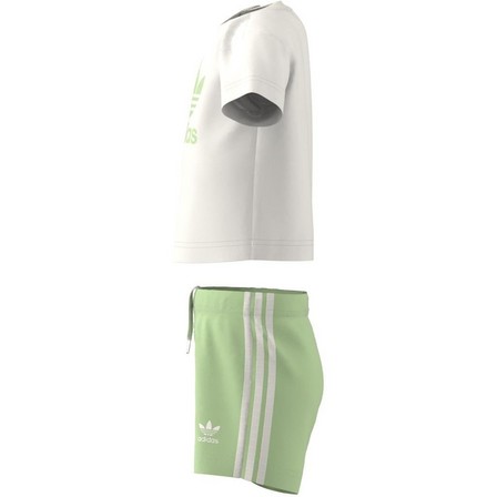 Kids Unisex Trefoil Shorts Tee Set, Green, A701_ONE, large image number 4