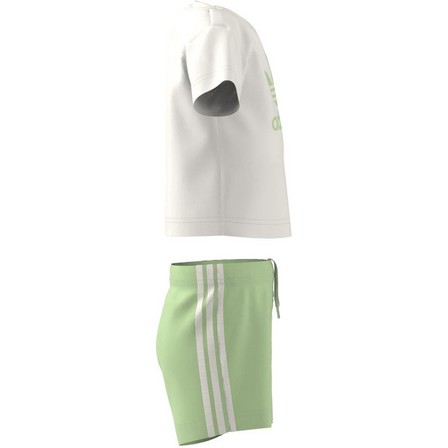 Kids Unisex Trefoil Shorts Tee Set, Green, A701_ONE, large image number 6