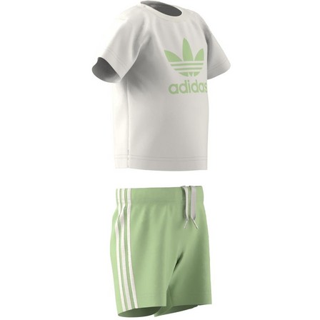 Kids Unisex Trefoil Shorts Tee Set, Green, A701_ONE, large image number 8