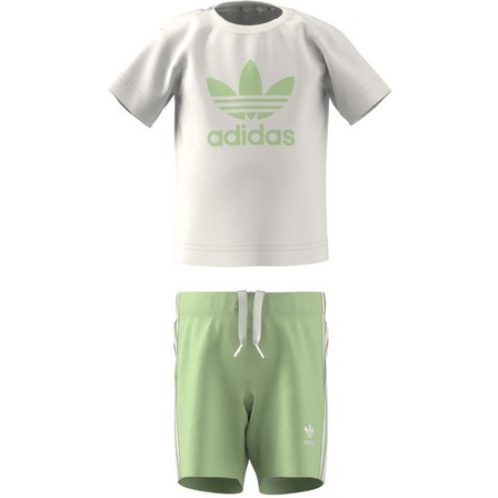 Kids Unisex Trefoil Shorts Tee Set, Green, A701_ONE, large image number 9
