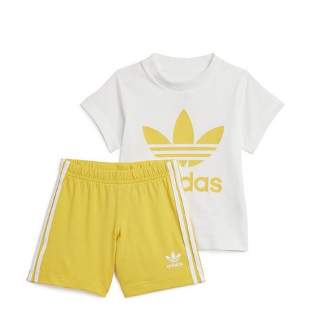 Kids Unisex Trefoil Shorts Tee Set, Gold, A701_ONE, large image number 0