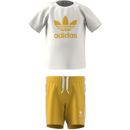 Kids Unisex Trefoil Shorts Tee Set, Gold, A701_ONE, large image number 9