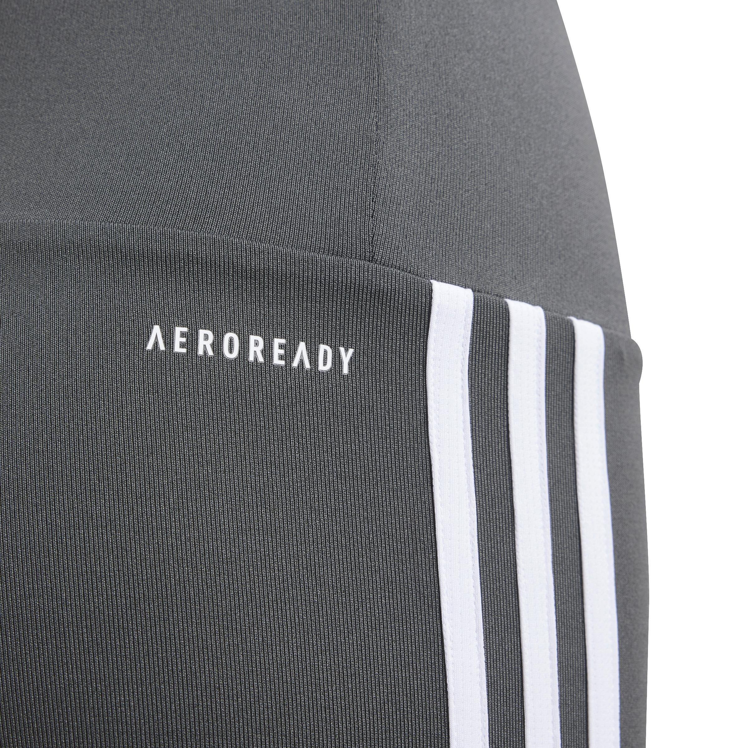 Kids Girls Essentials Aeroready 3-Stripes High-Waisted Leggings, Grey, A701_ONE, large image number 3