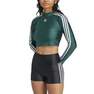 Women 3-Stripes Cropped Long-Sleeve Top, Green, A701_ONE, thumbnail image number 0
