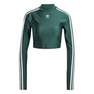 Women 3-Stripes Cropped Long-Sleeve Top, Green, A701_ONE, thumbnail image number 2